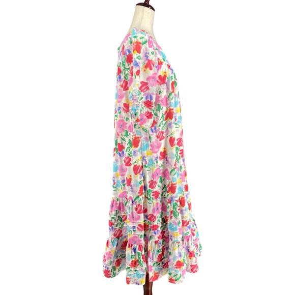 Vtg 80s 90s NOS Two Potato Watercolor Floral Tiered Muumuu Dress XS Granny Chic - Picture 2 of 16